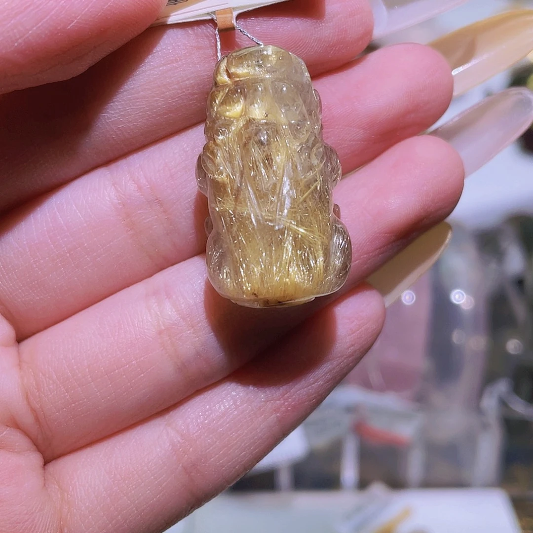 *****颈饰未镶嵌水晶天然金发晶貔恘