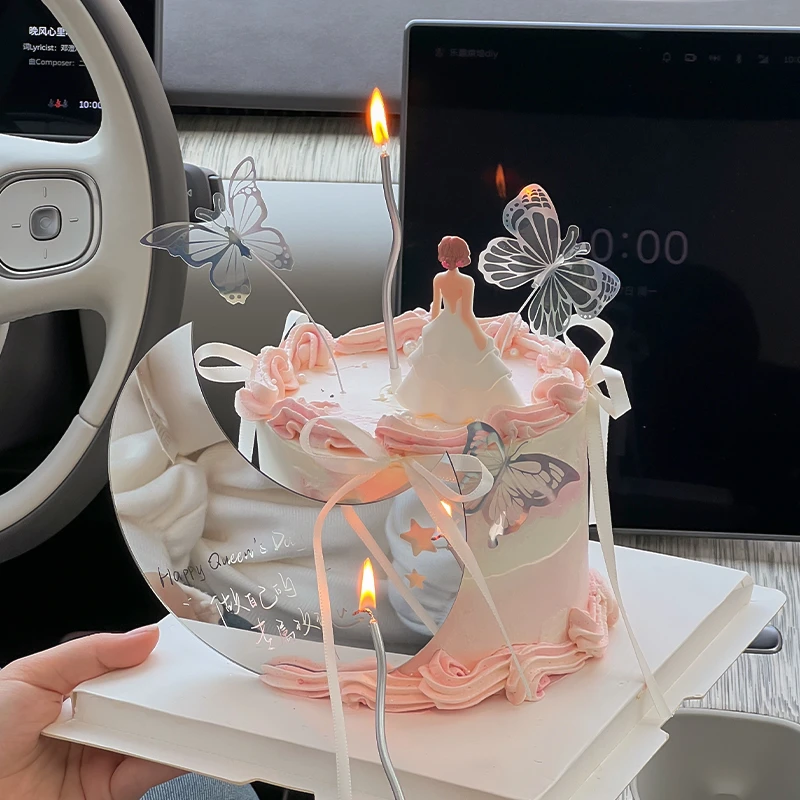 38女神节蛋糕装饰做自己的女王月亮镜子摆件女神背影节日快乐装扮