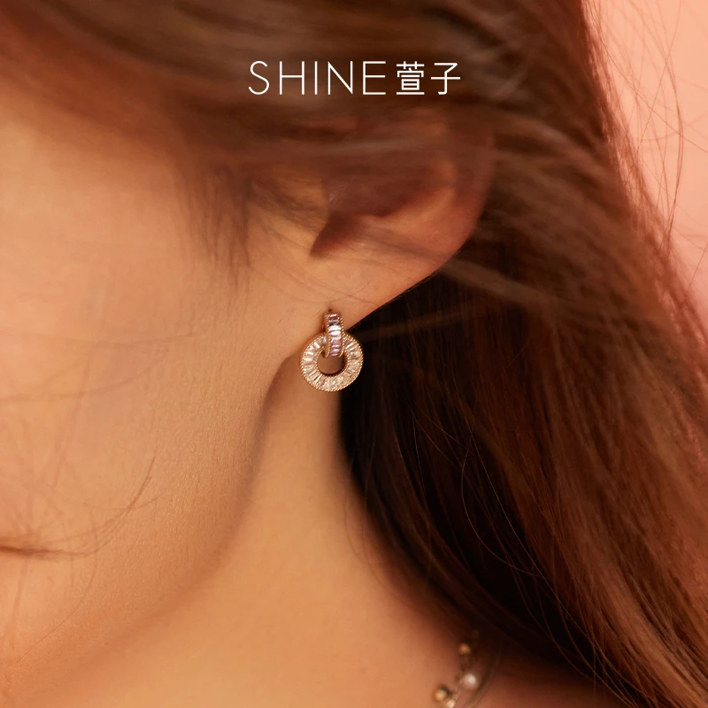 萱子 925银合成锆石耳饰  S925银【商场同款】微醺暮光系列优雅耳环