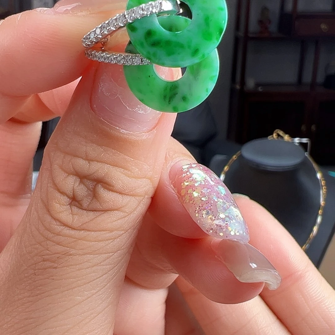 翡翠银S925镶嵌耳饰耳饰