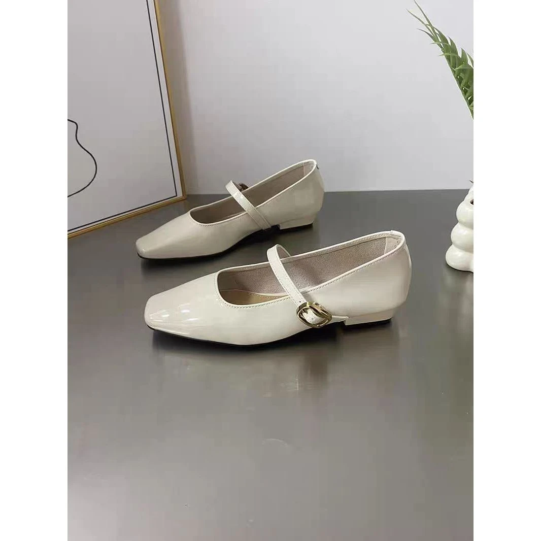 方头粗跟浅口单鞋女2025春新款配裙子玛丽珍鞋C1-578-1