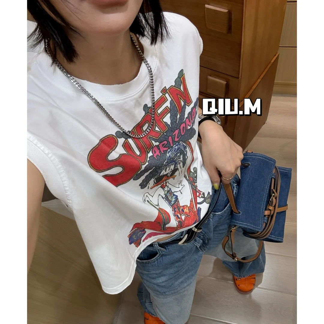 【QM】.韩系版背心.宽松个性洋气.印花设计.时尚凉快.青春减龄感夏