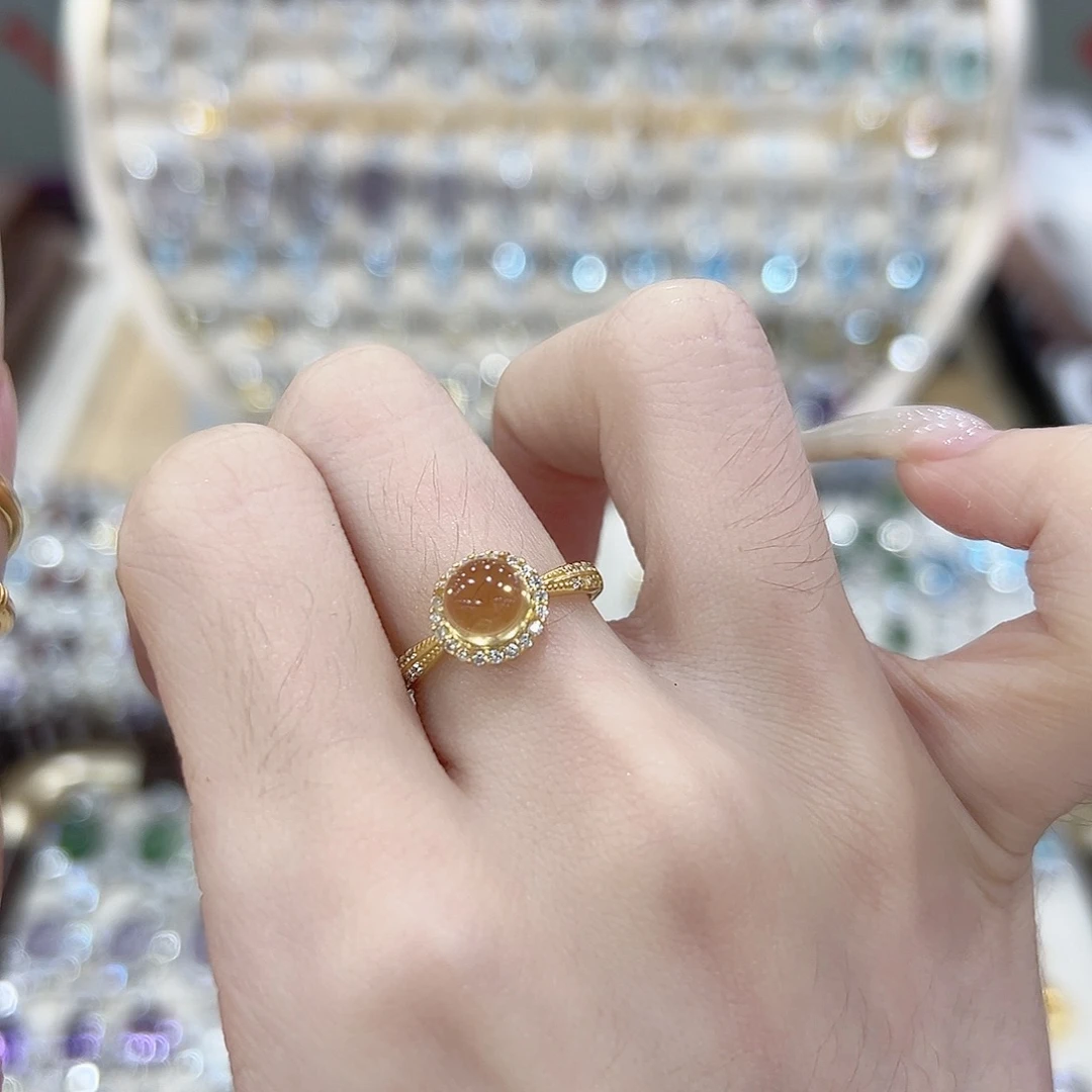 W***.黄晶戒指银S925镶嵌