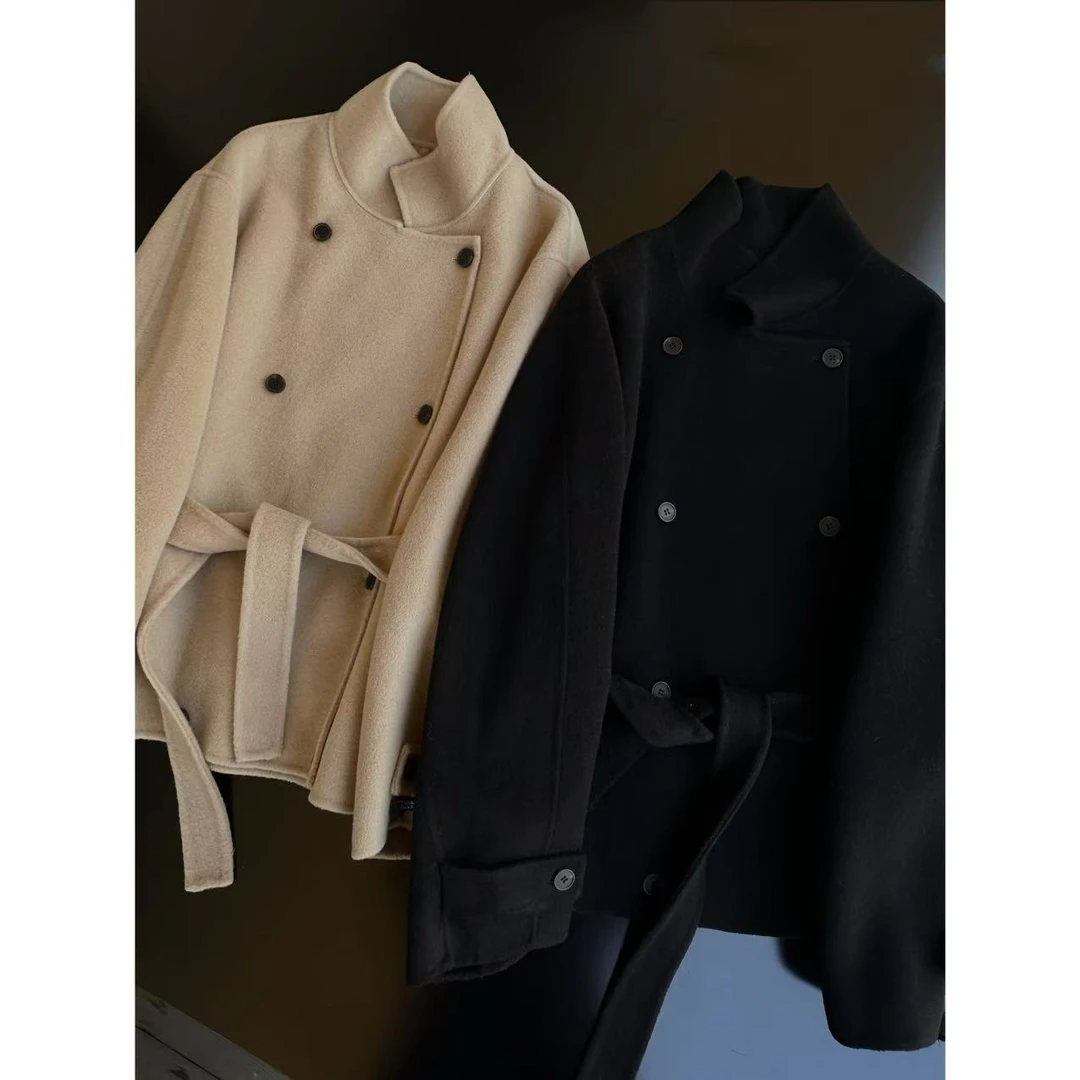 【纯纯女装】 SEER CHUN高品质立领腰带手工大衣 50880