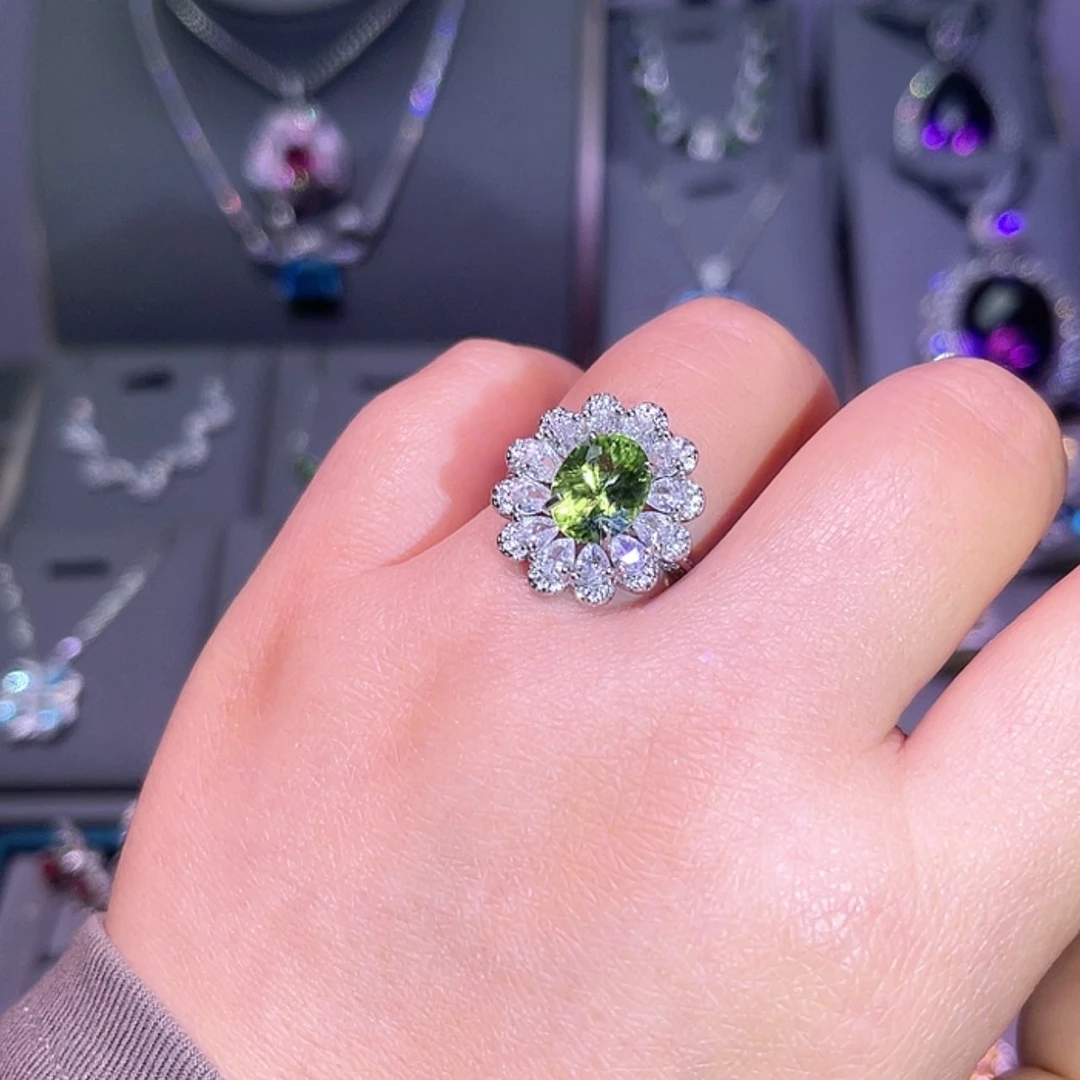 【闪购商品】橄榄石戒指银S925镶嵌