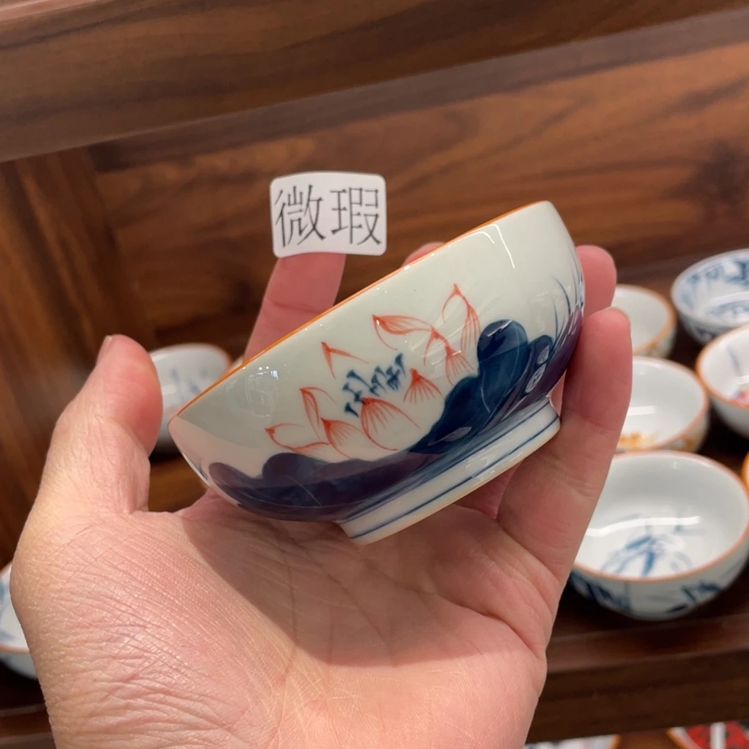 釉下手绘茶具微瑕