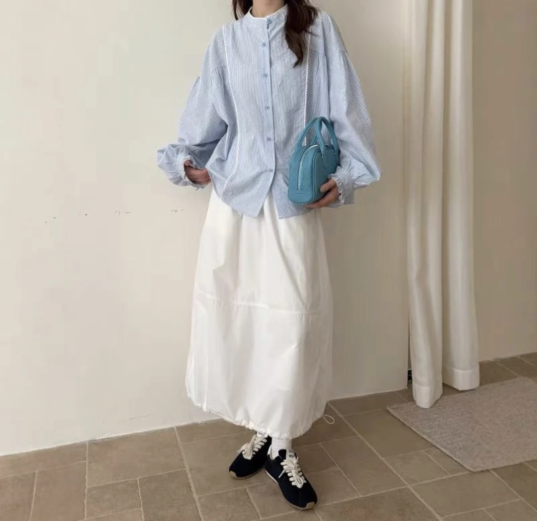 【art家】新款抽绳花苞工装裙