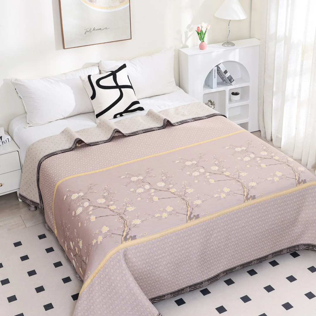 【墨语】高端天然彩棉云锦睡莲蛋白床盖2.3/2.5可机洗