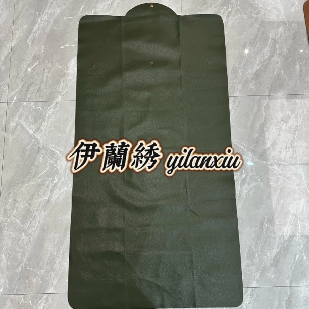 伊兰绣70×135厘米防水简约皮革皮毯绿色折叠竖版按扣便携式户外