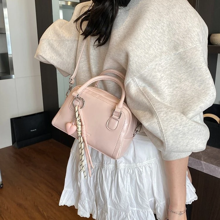 简约保龄球包女2025新款高级感波士顿手提包单肩斜挎包包