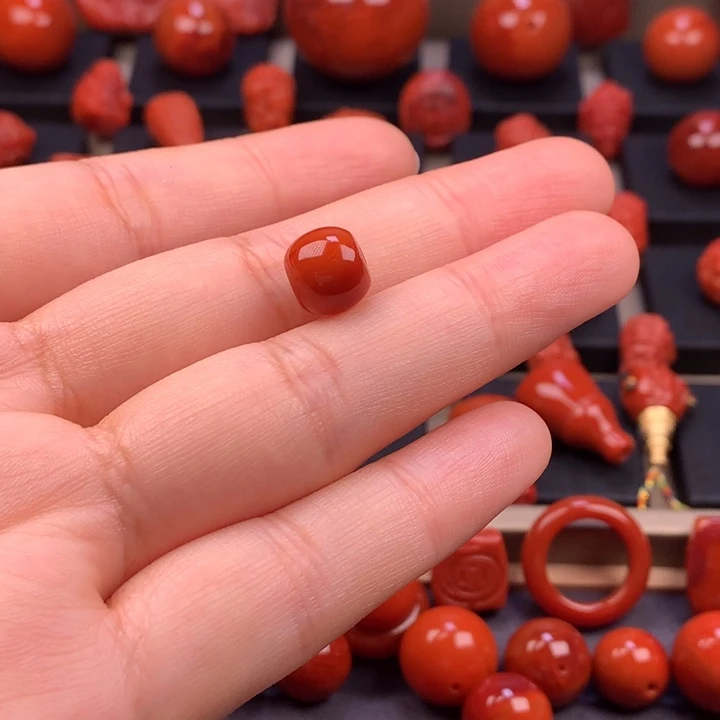 橙***C南红玛瑙未镶嵌老型单珠9MM+