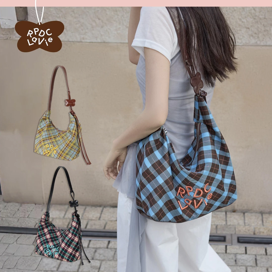 【杨子姗同款】RPDCLaVie「街头格子」蝴蝶格纹斜挎帆船包单肩包