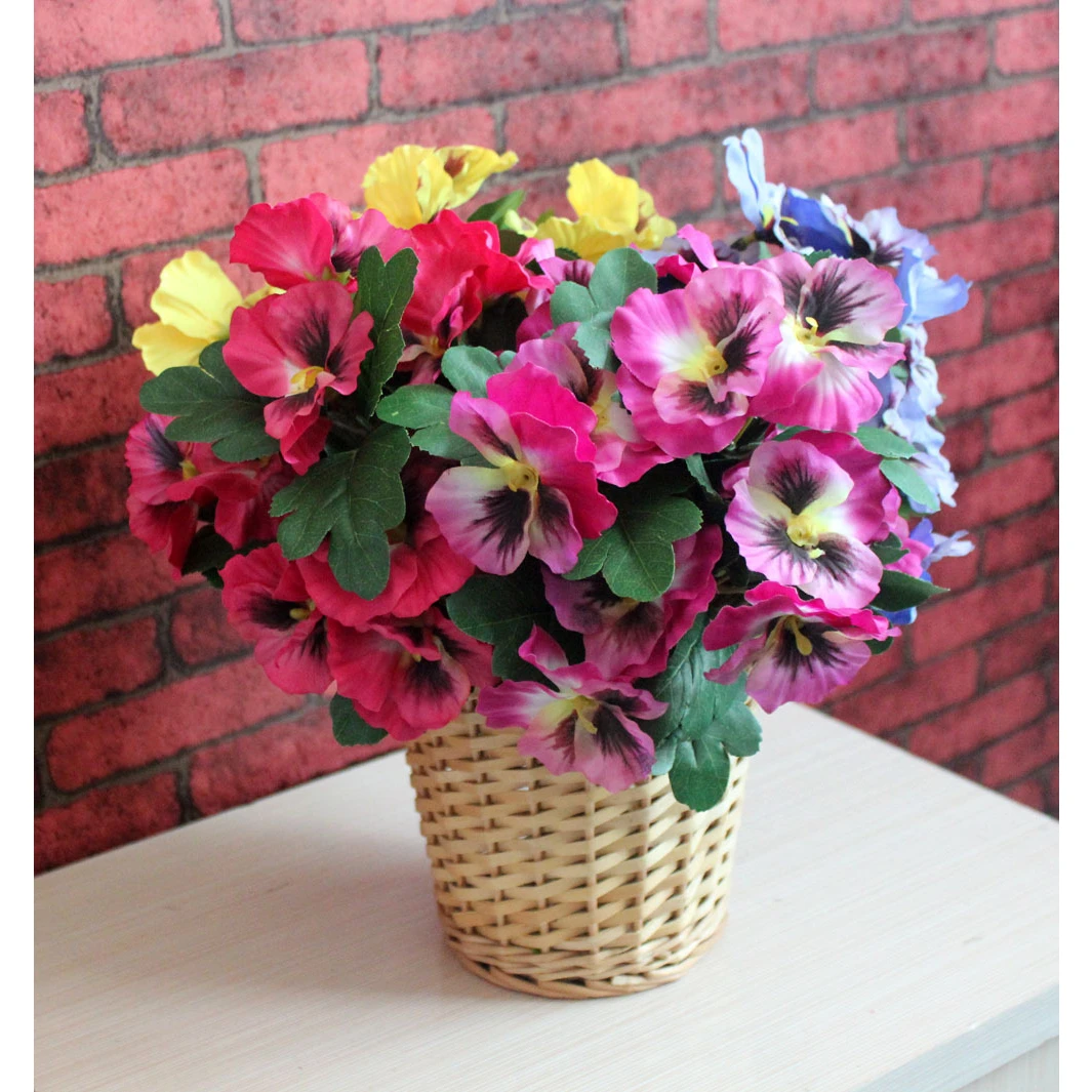 仿真花五叉三色堇小把花创意家居室内摆件绢花金华人造花仿真植物