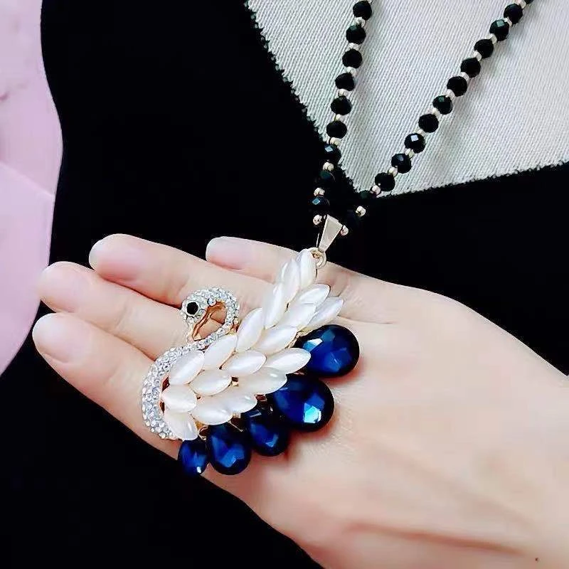 铜合金项链 D项链手工气质蓝色时尚百搭复古长款秋冬