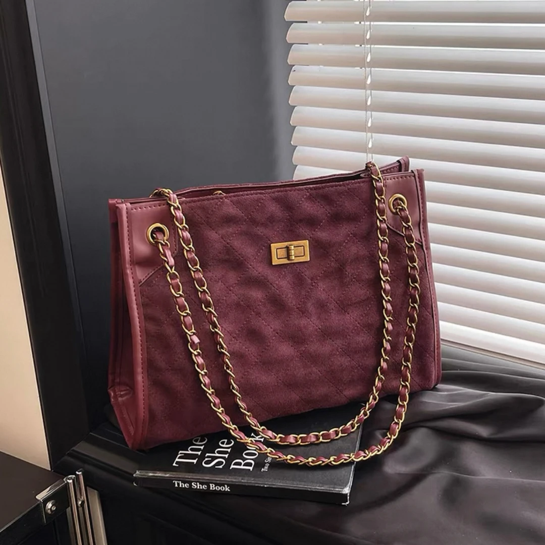 红色复古大容量托特包包女式2025新款秋冬轻奢小众高级感结婚婚包