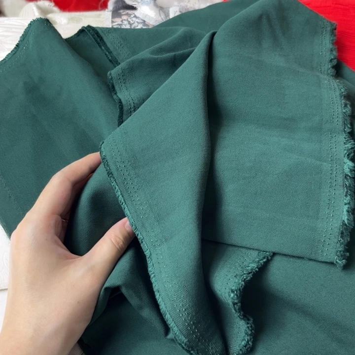 棉混纺秋款墨绿色天丝麻棉2米