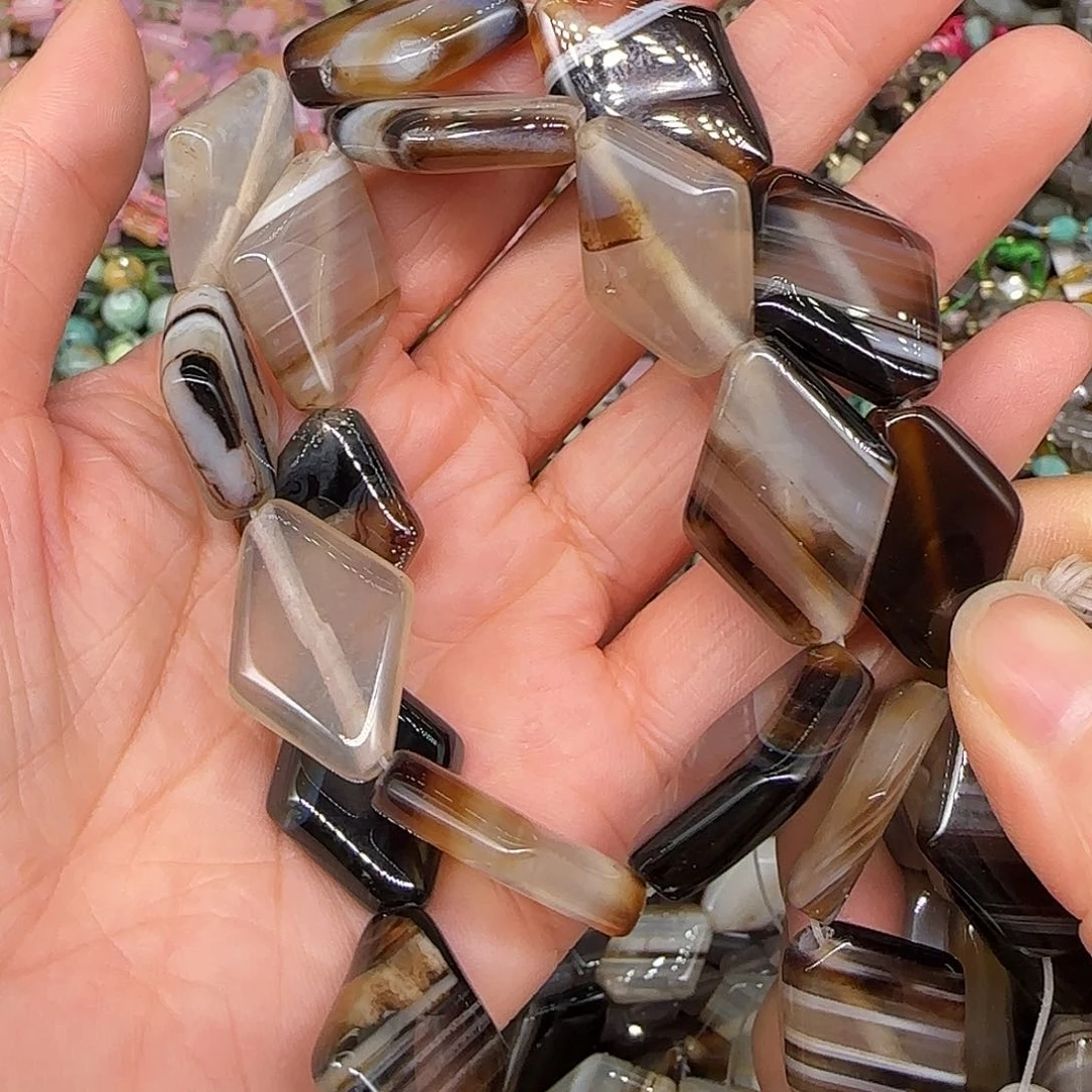 玛瑙/玉髓合金珠宝半成品老玛瑙18mm一条