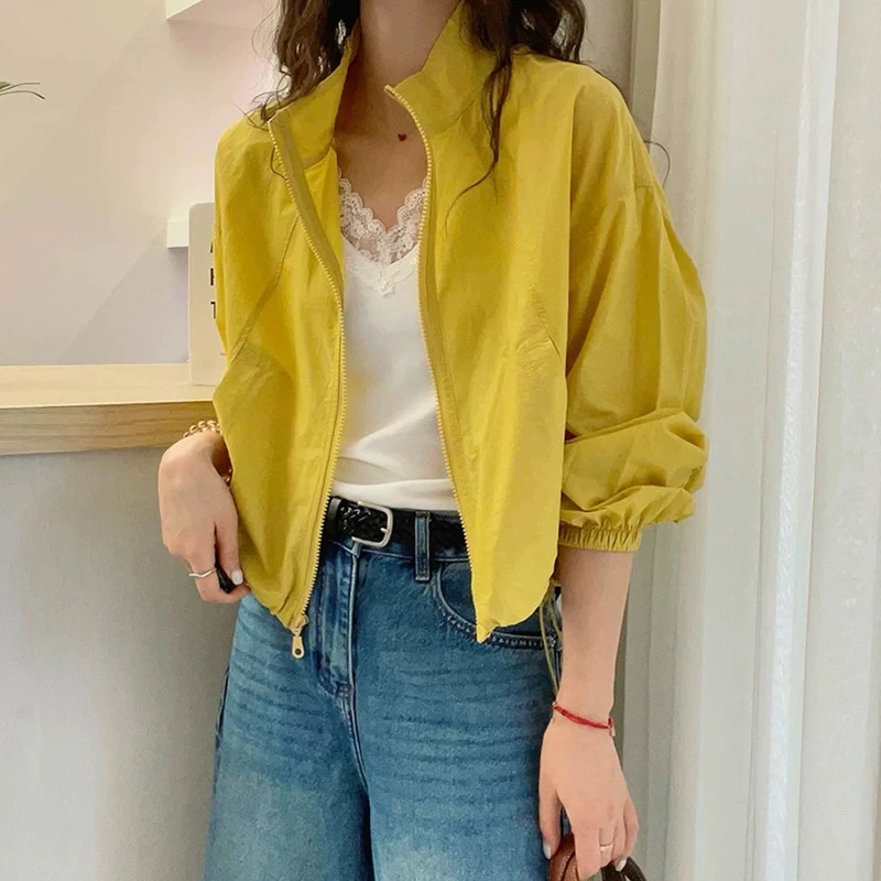 糖果色立领防晒衣外套女欧洲站2025夏新款欧货女装薄款冲锋衣潮