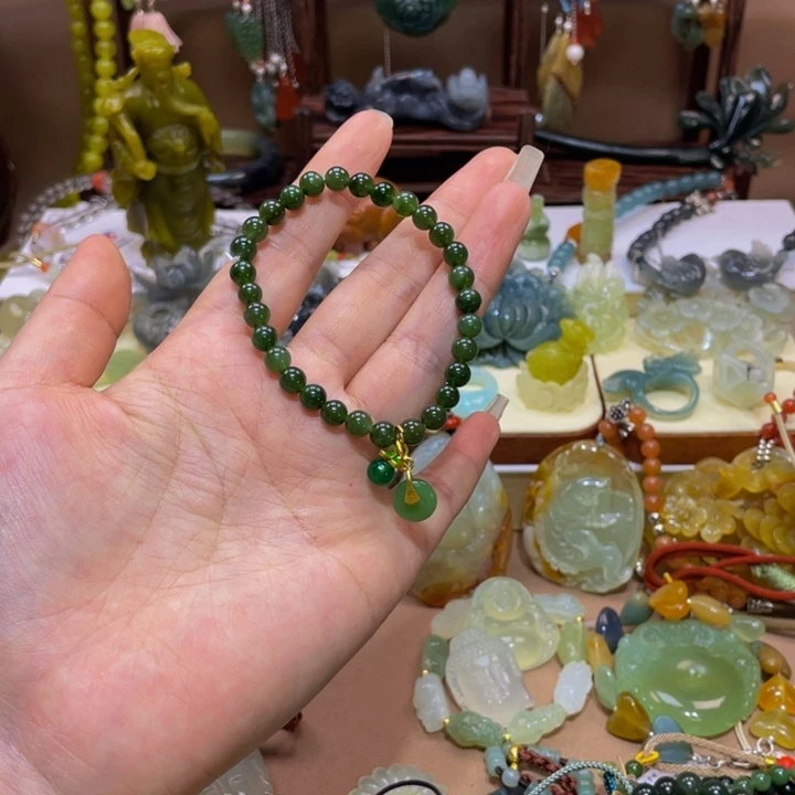 蛇纹石玉手链未镶嵌笨**狸