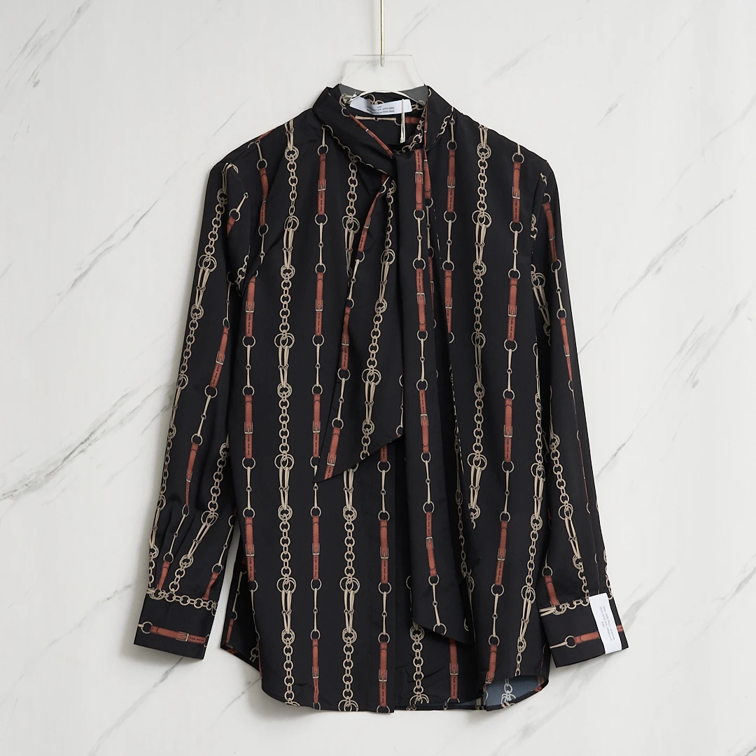 全新未使用/Rokh女士链条印花衬衣RZGU00006