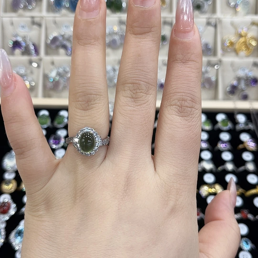 岫玉银S925镶嵌戒指