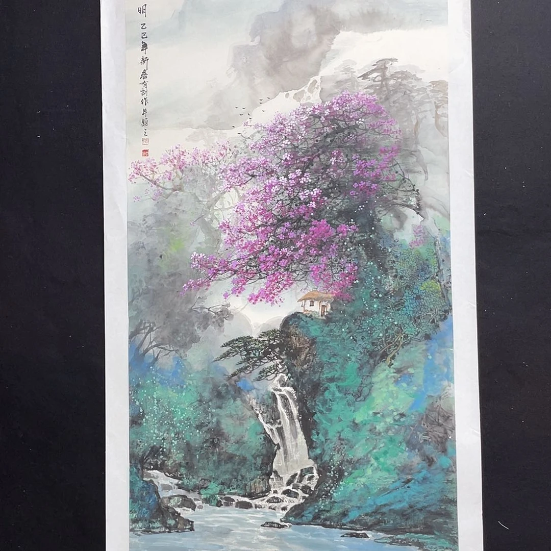 国画凯**南手绘国画，重彩山水，李有训