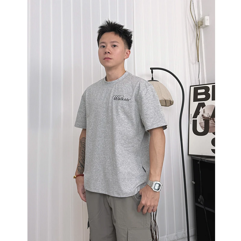 WK叁金【小个子T恤】小LOGO印花夏季穿搭凉感小领口短袖男简约百搭