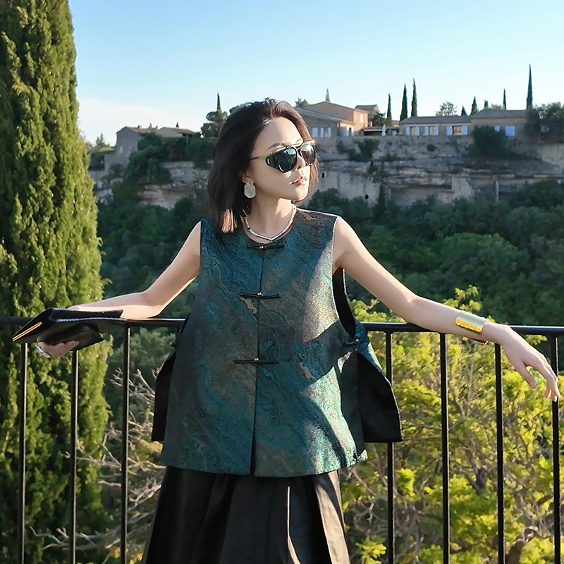 溶溶【玉阙星河】RONGRONG 织金工艺盘扣对襟新中式马夹2826CD4079