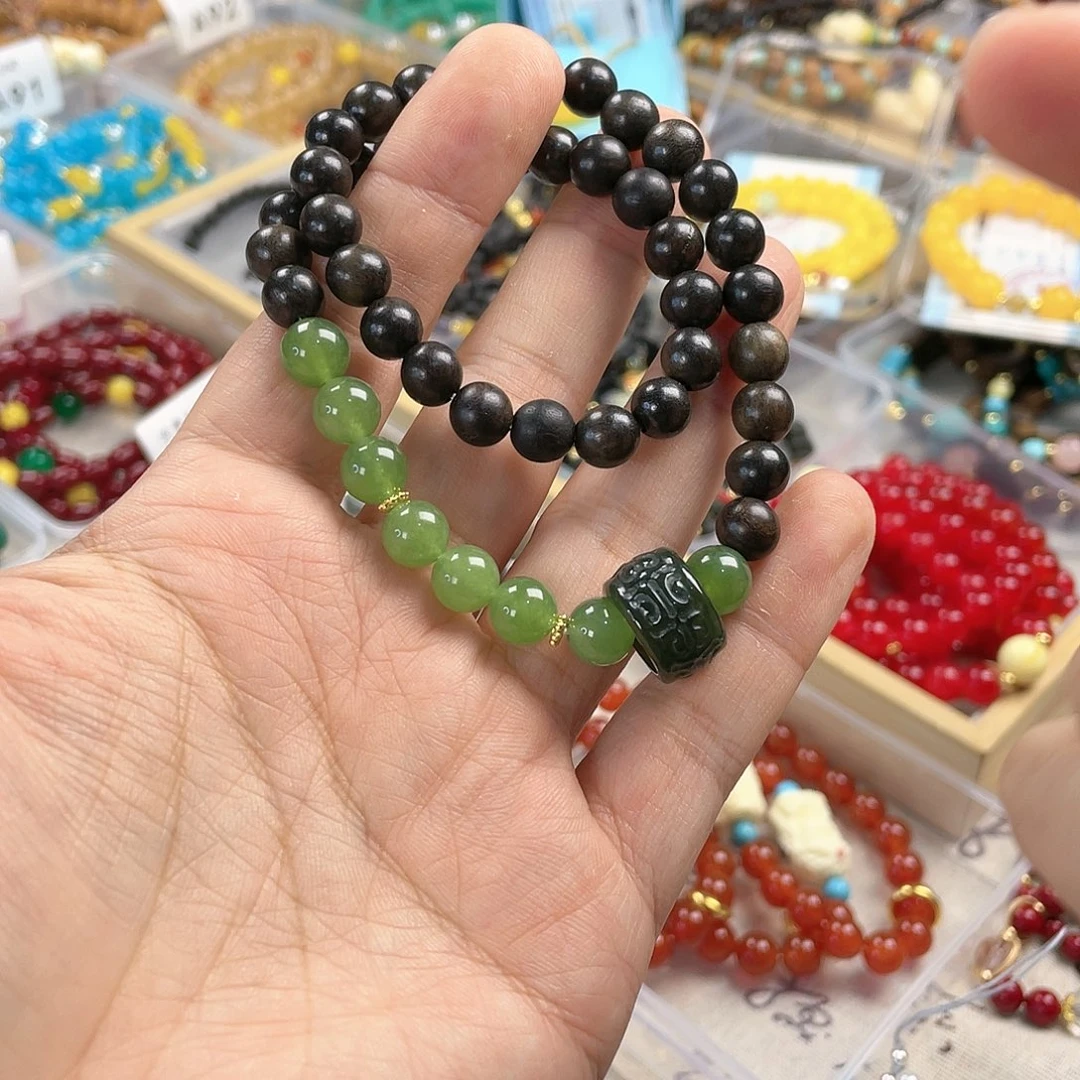 玉髓手饰银S925镀金镶嵌