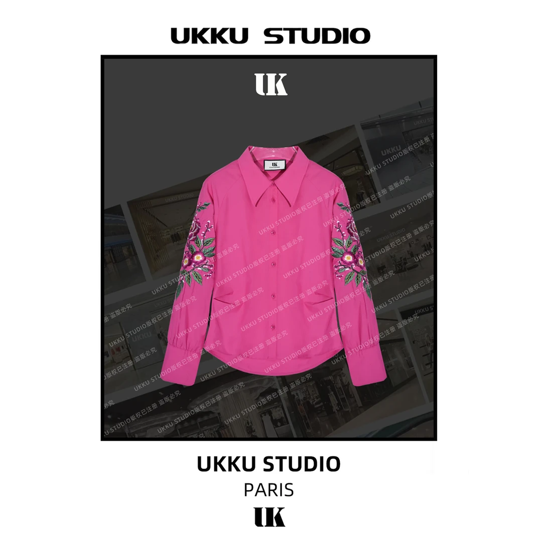 白白【UKKUSKUDIO】设计师款春秋冬气质衬衫女士外套613620