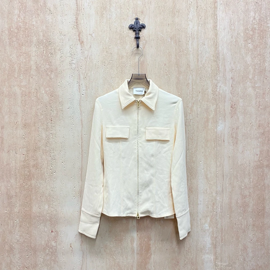 99新 YSL/圣罗兰 Nanushka米黄翻领拉链外套/s码/全新原吊/34090