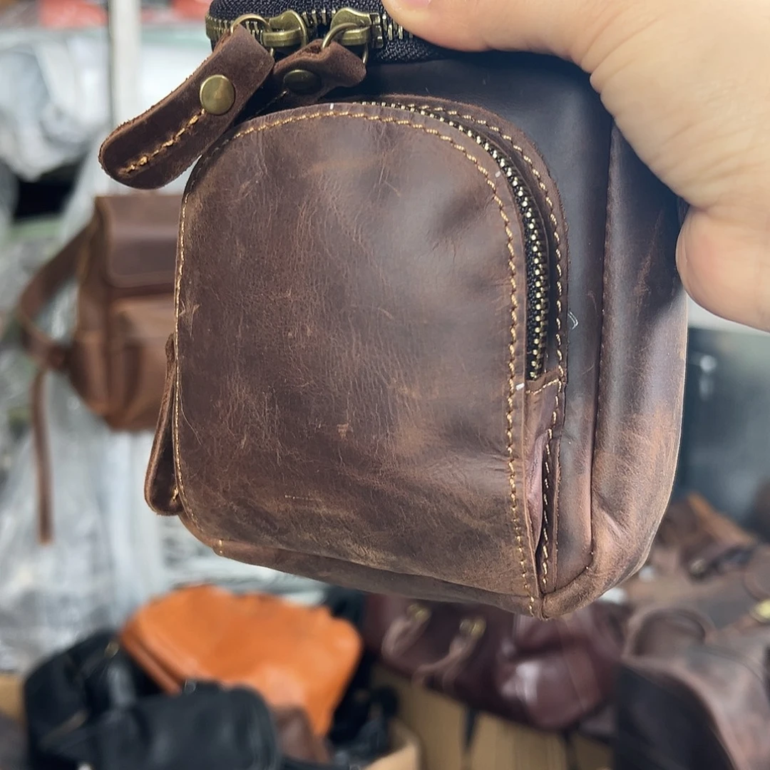 疯马皮手机包斜挎小包