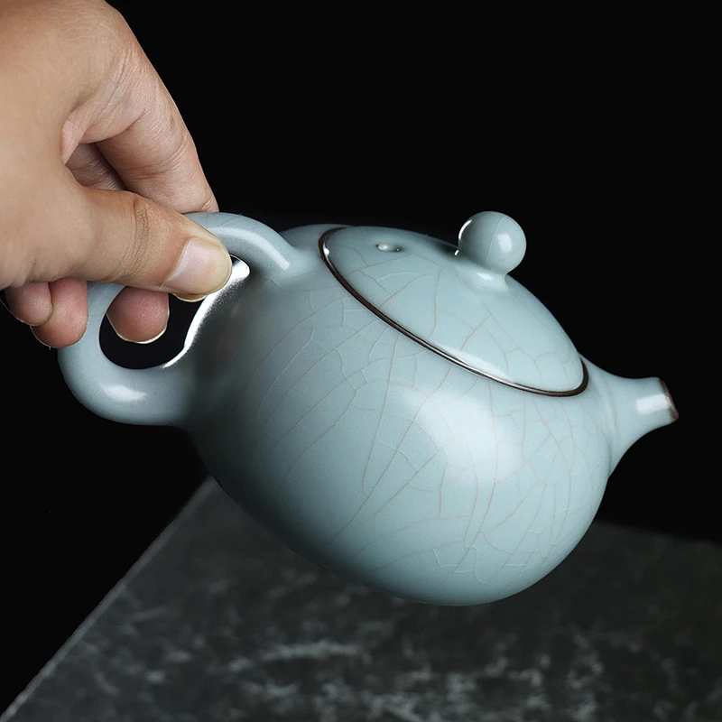 凝香阁 茶养开片铁胎仿古天青汝窑西施壶 青瓷家用功夫茶具泡茶壶