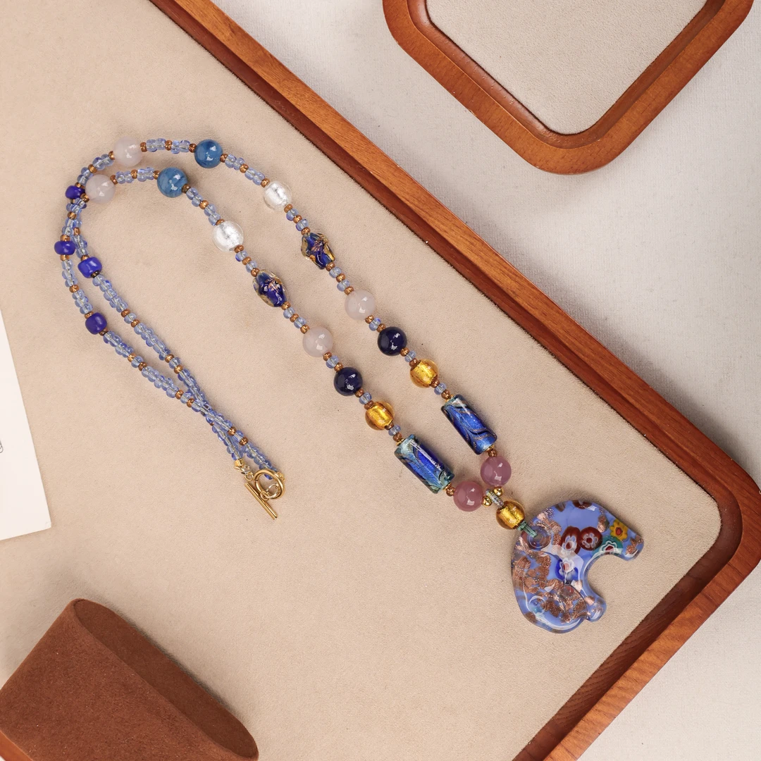 合金项链 DP005 大象吊牌琉璃项链