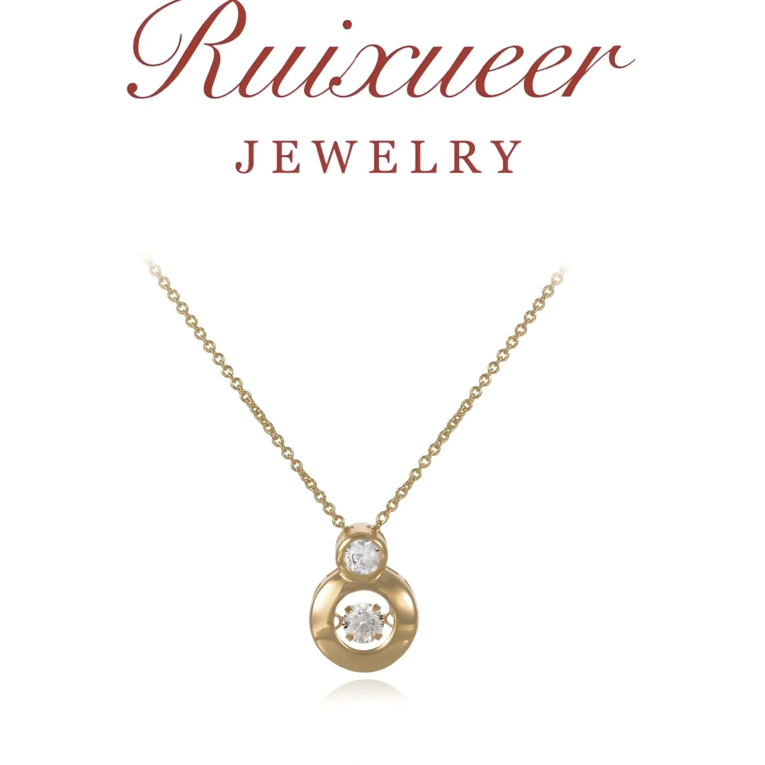 链子925银锆石 ZJ XIYUAN镀k金【金璨华仪】气质镶嵌项链吊坠E036