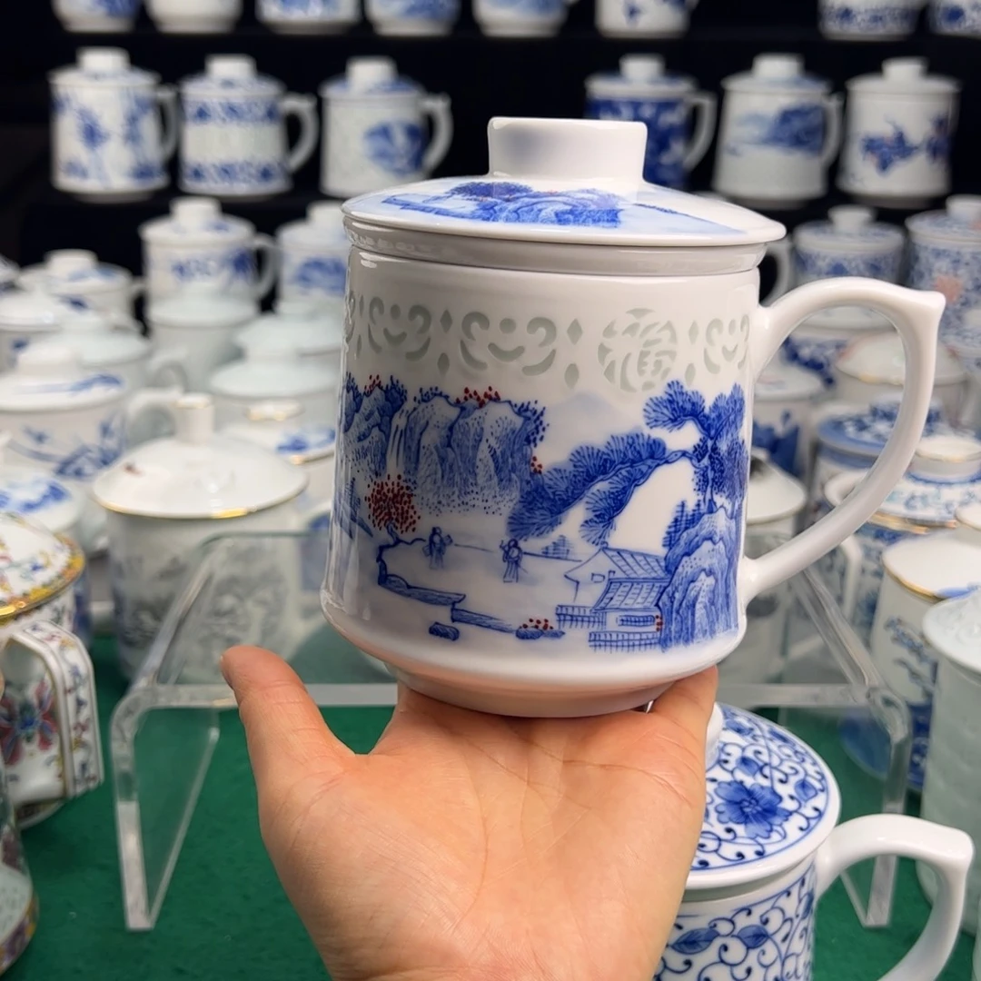 雅****景德镇手绘山水办公杯