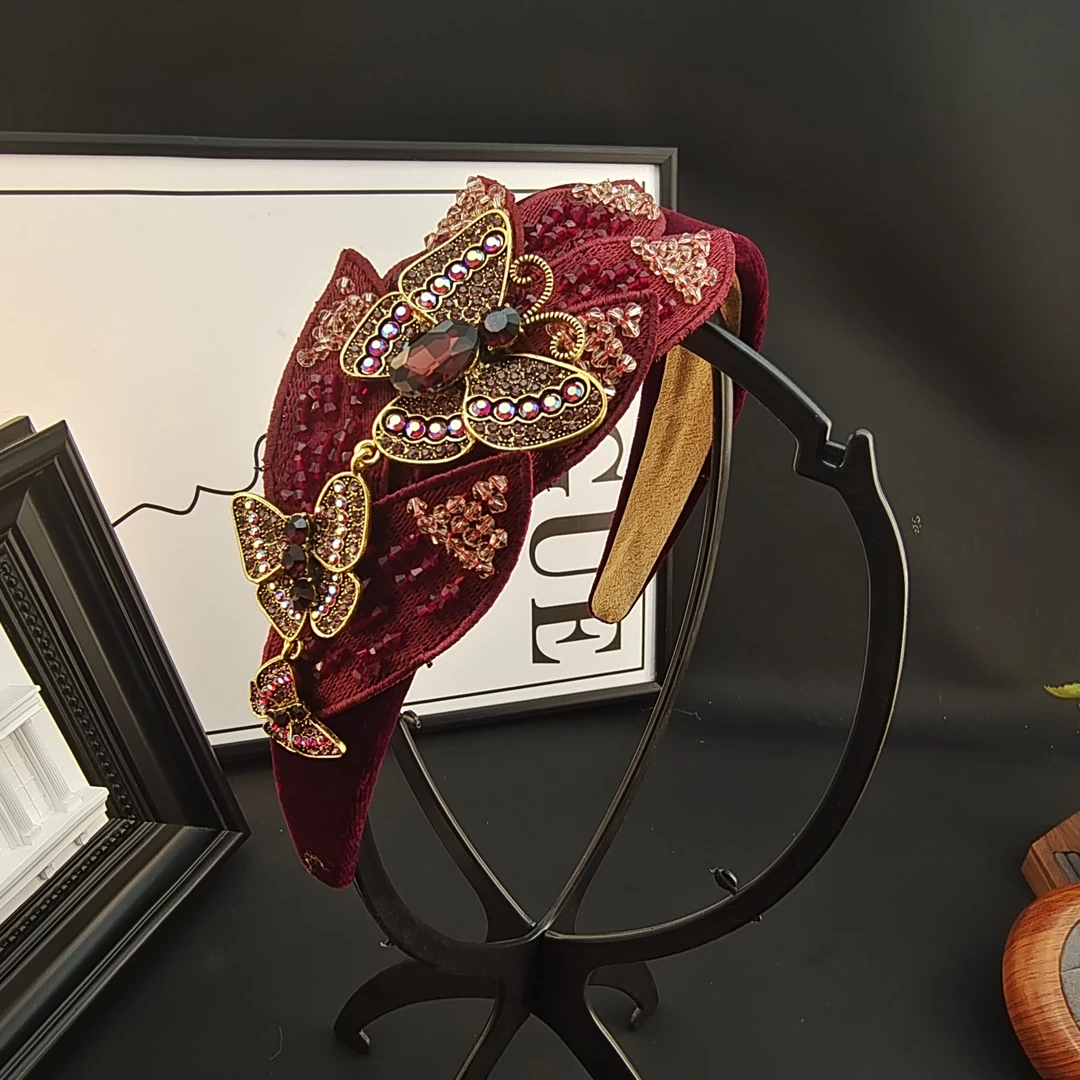 复古一蝶幽梦水晶缠绕发箍AZ451