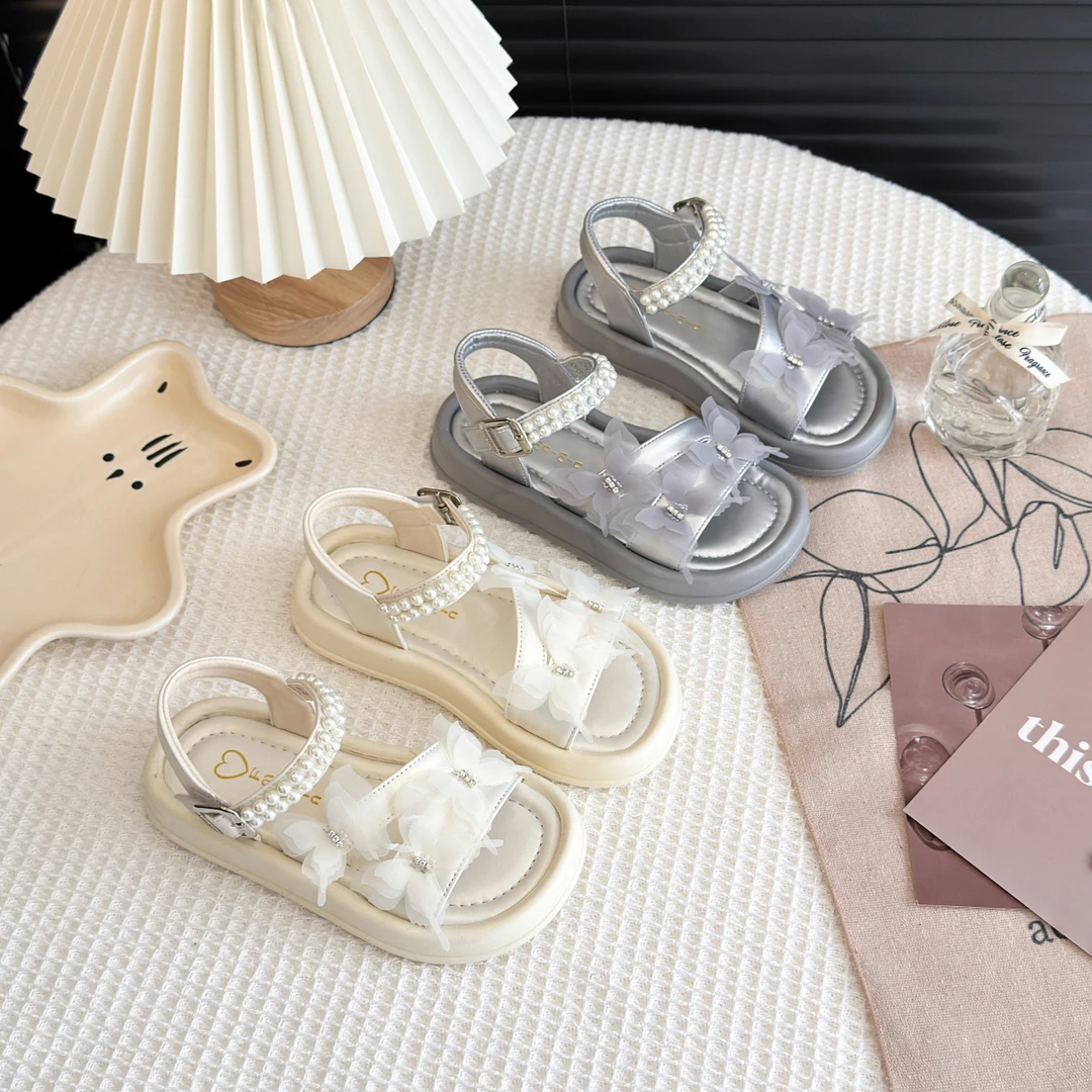 【小仙女】女童凉鞋2025夏季新款小女孩沙滩鞋外穿珍珠公主鞋夏天鞋