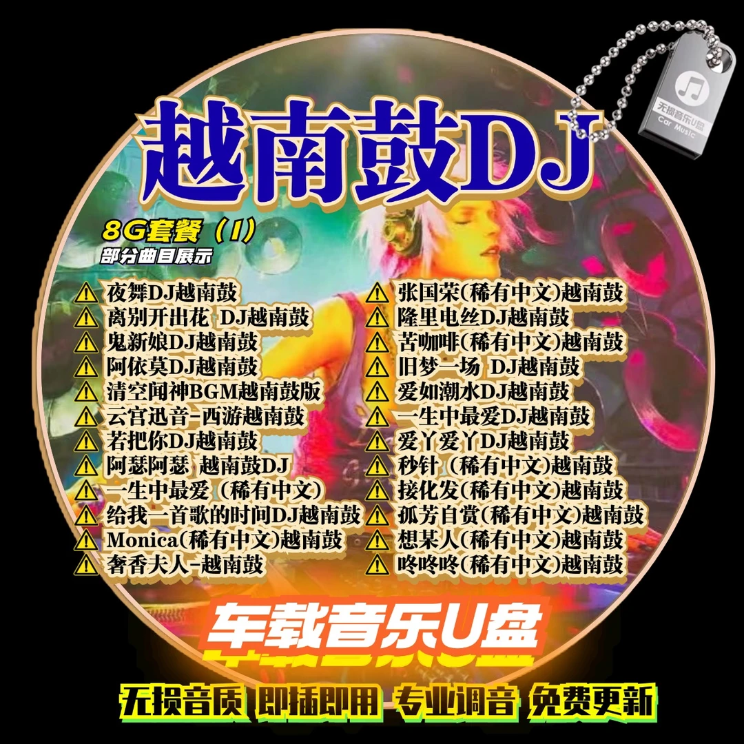 车载u盘dj音乐串烧2025新款越南鼓歌曲重低音嗨曲车用无损d亅优盘