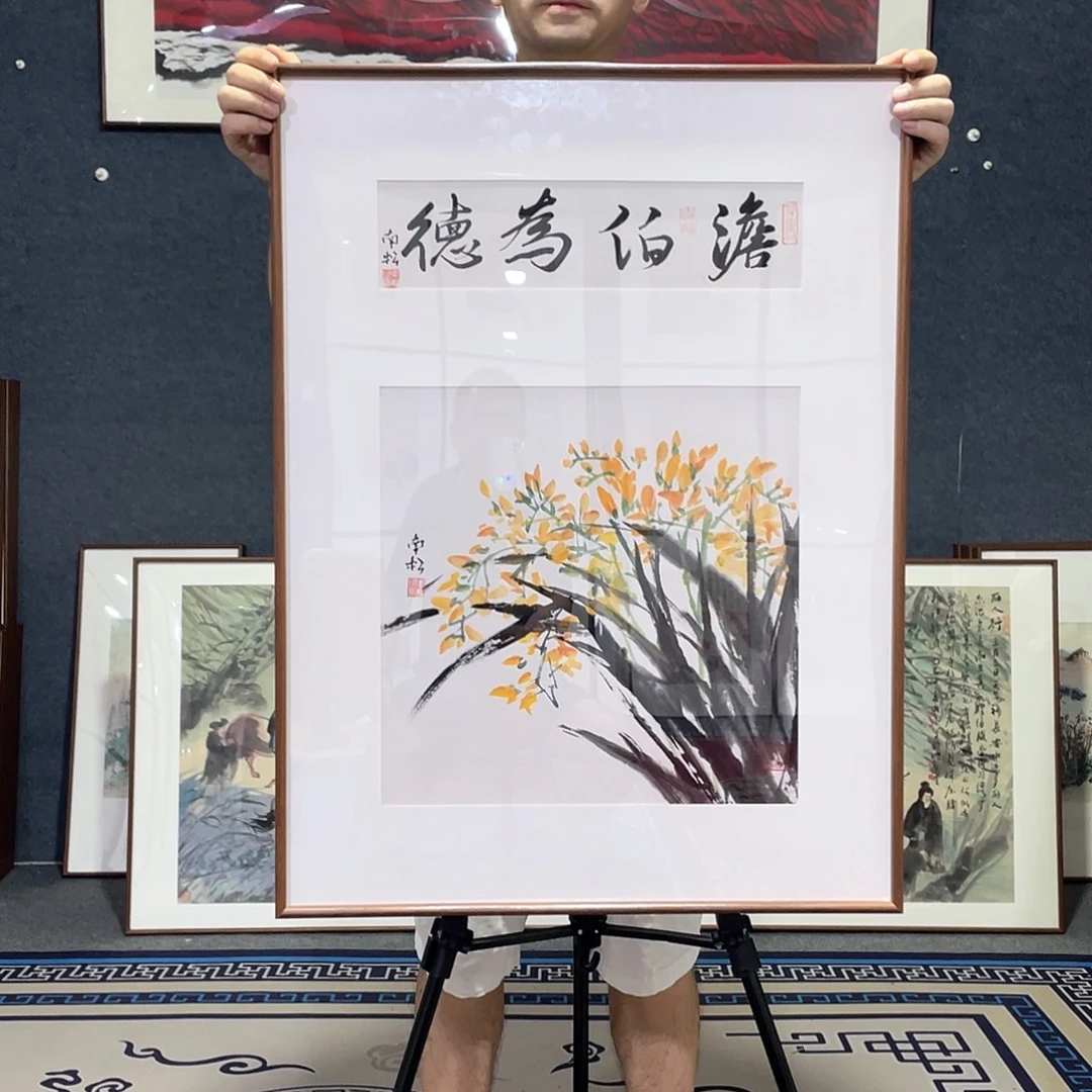 国画手绘画作品带框80/60
