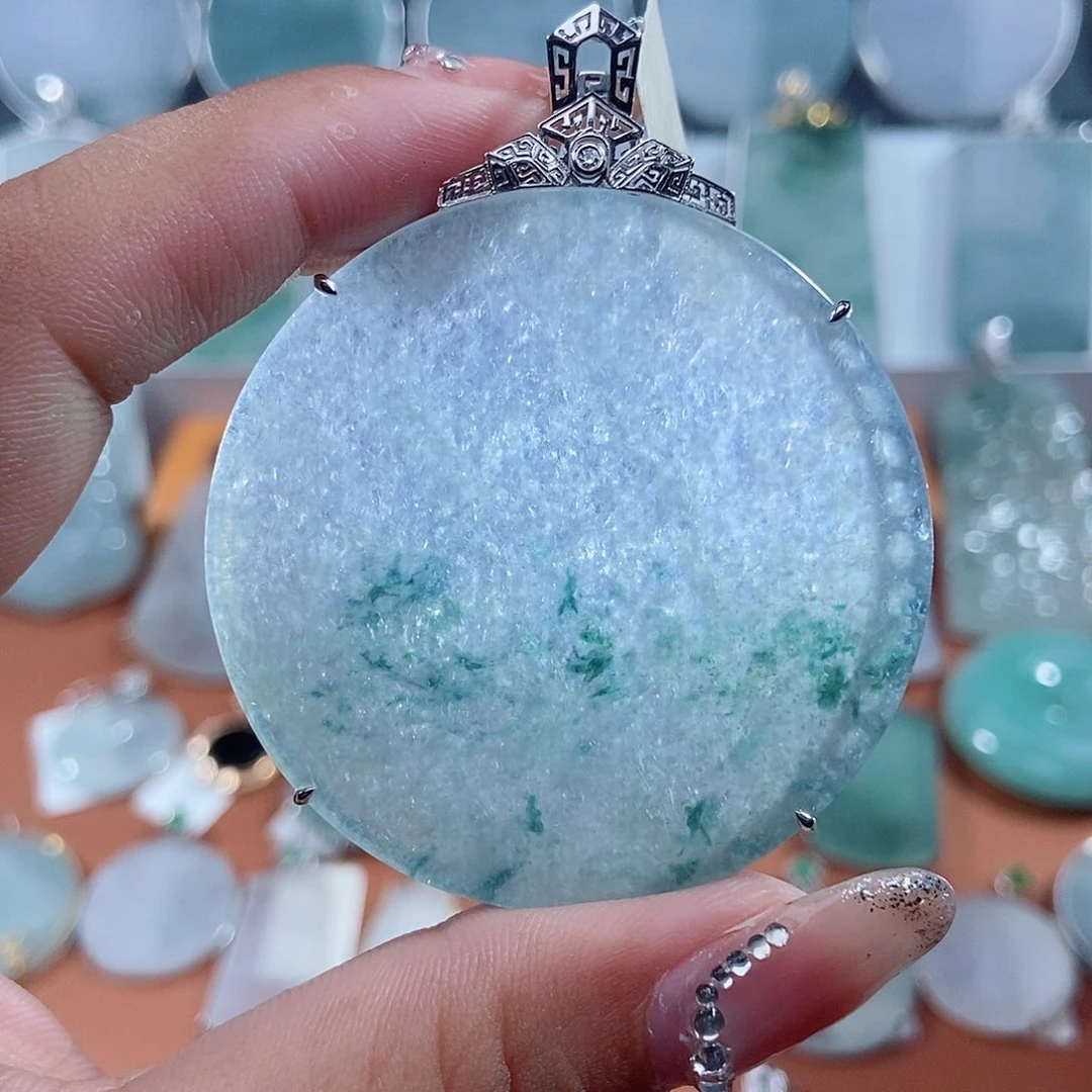 宋***海翡翠18K金镶嵌吊坠(不含链)