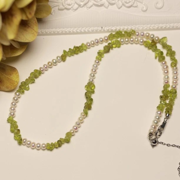 橄榄绿小米珠珍珠项链春夏新款