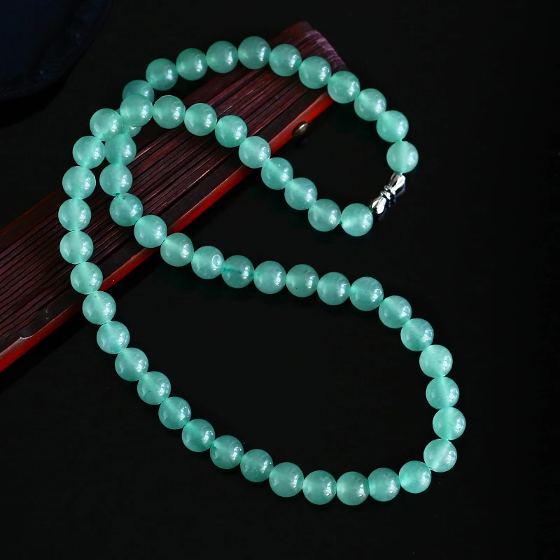 （盛总甄选）（证书+礼盒）东陵玉项链妈妈链珠径约8mm左右 （BX24130）