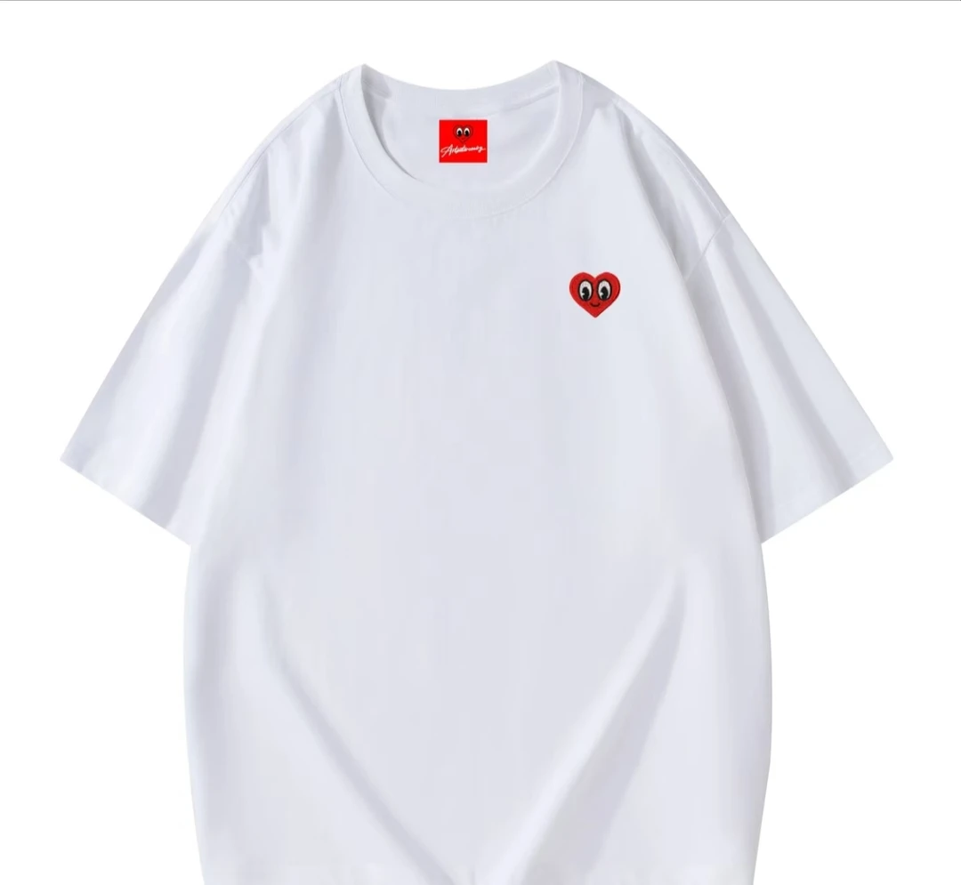 刺绣桃心男女同款休闲时尚短袖T恤