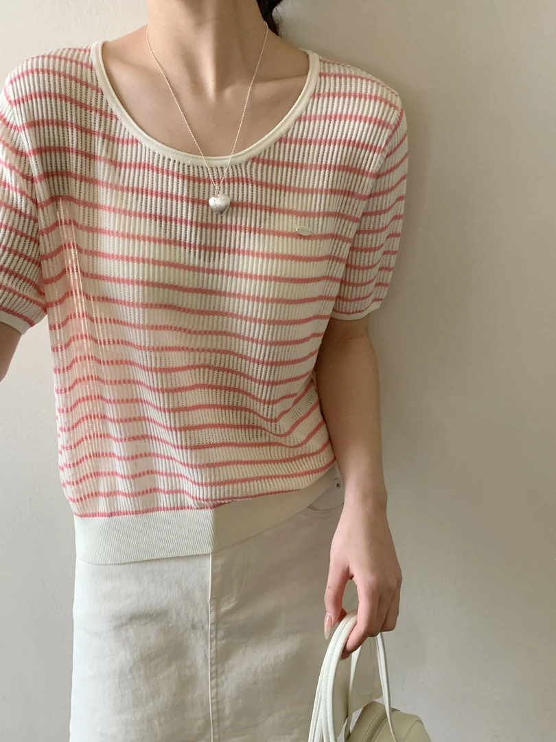 【DUODUO 829990】新款夏季莱赛尔女圆领薄款松弛感显瘦针织衫