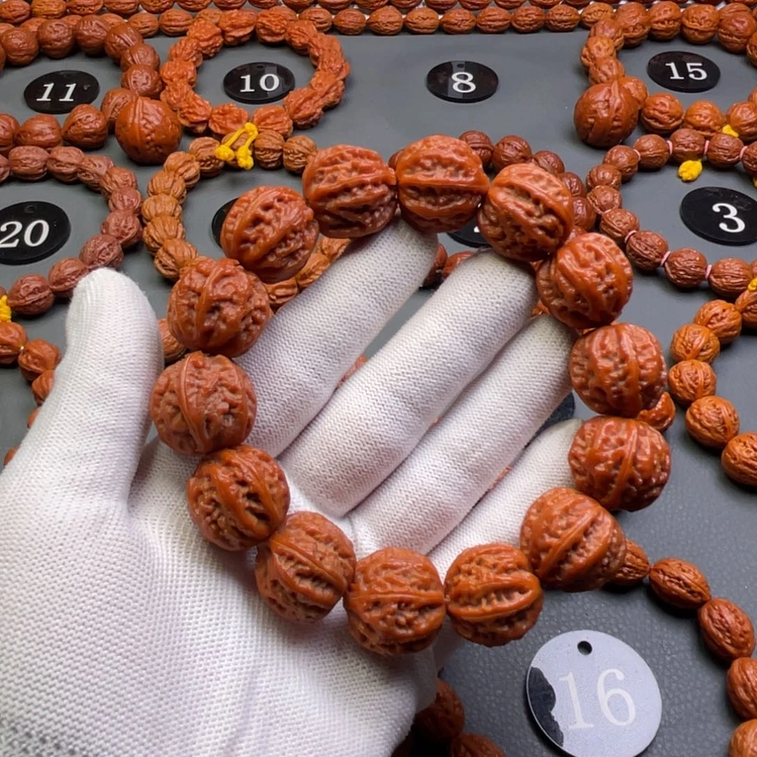 大***桥手串文玩核桃野生核桃麻花纹京八棱手串