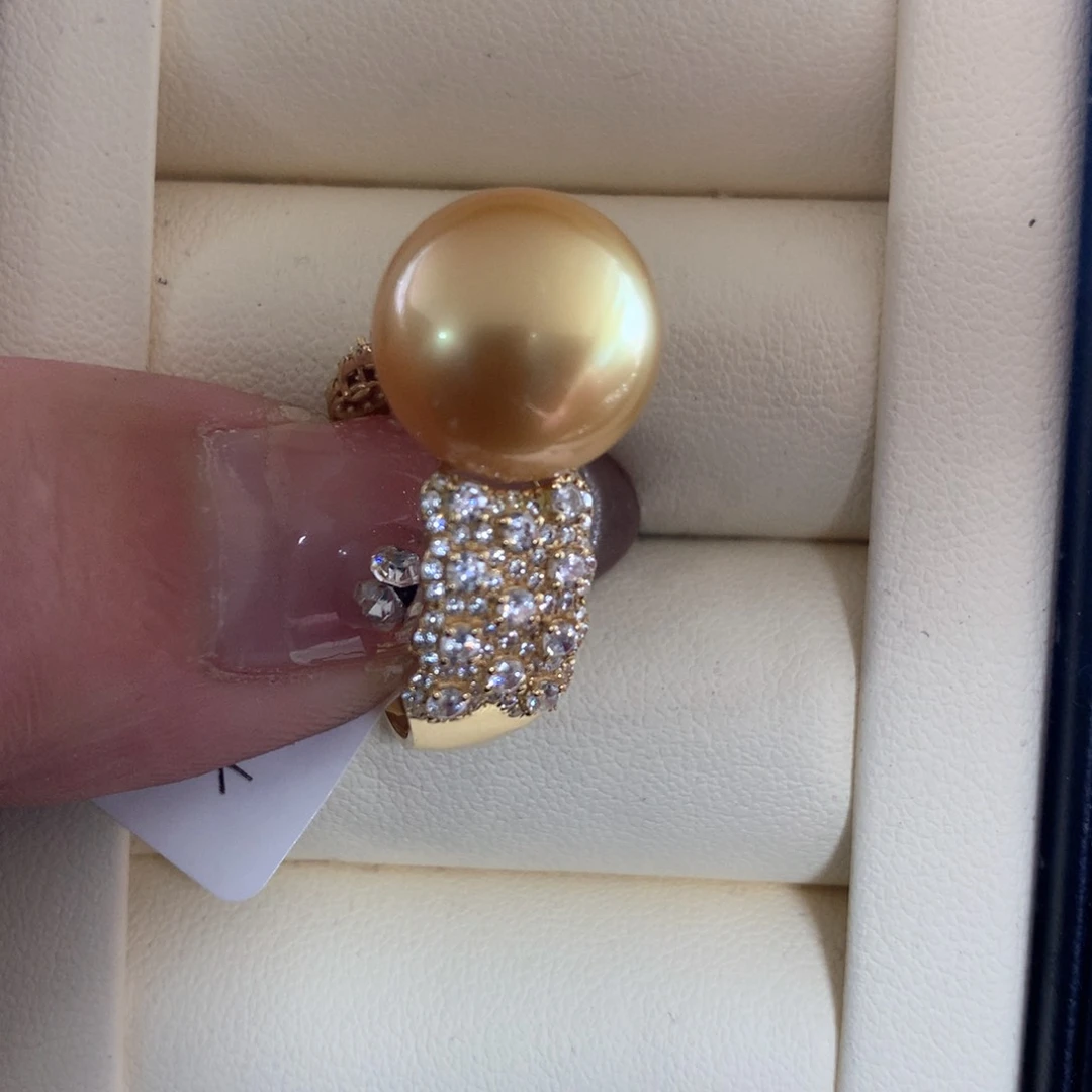 海水珍珠戒指18K金镶嵌