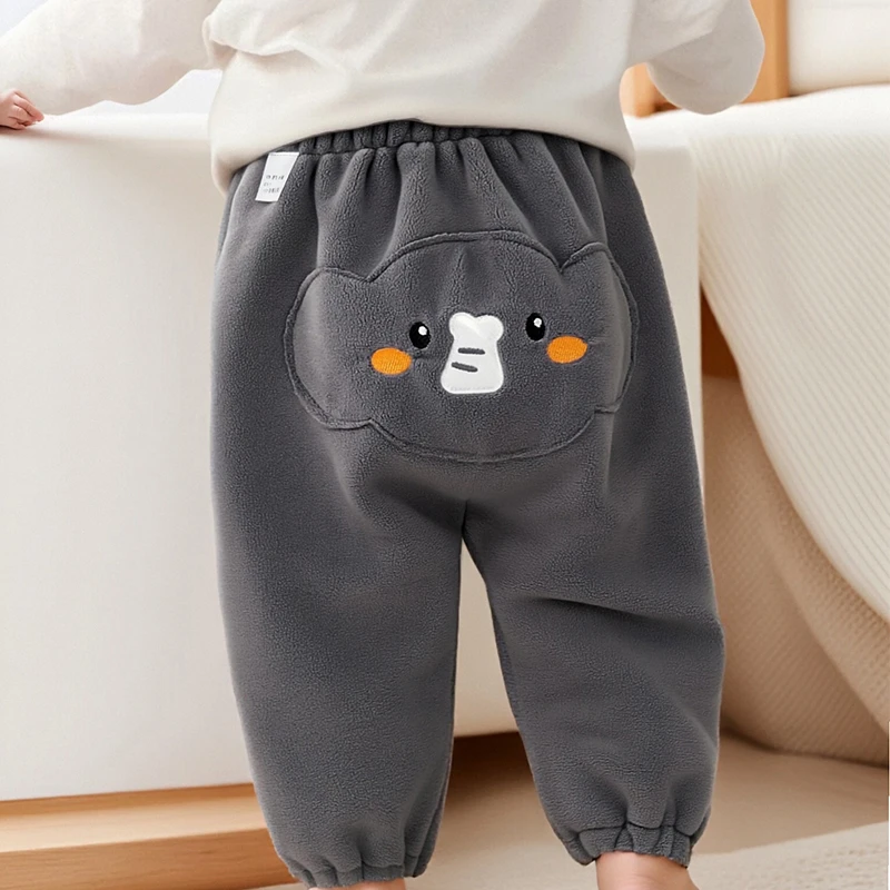 宝宝加绒大屁屁裤婴儿秋外穿薄绒男童女童双面一体绒洋气儿童裤子