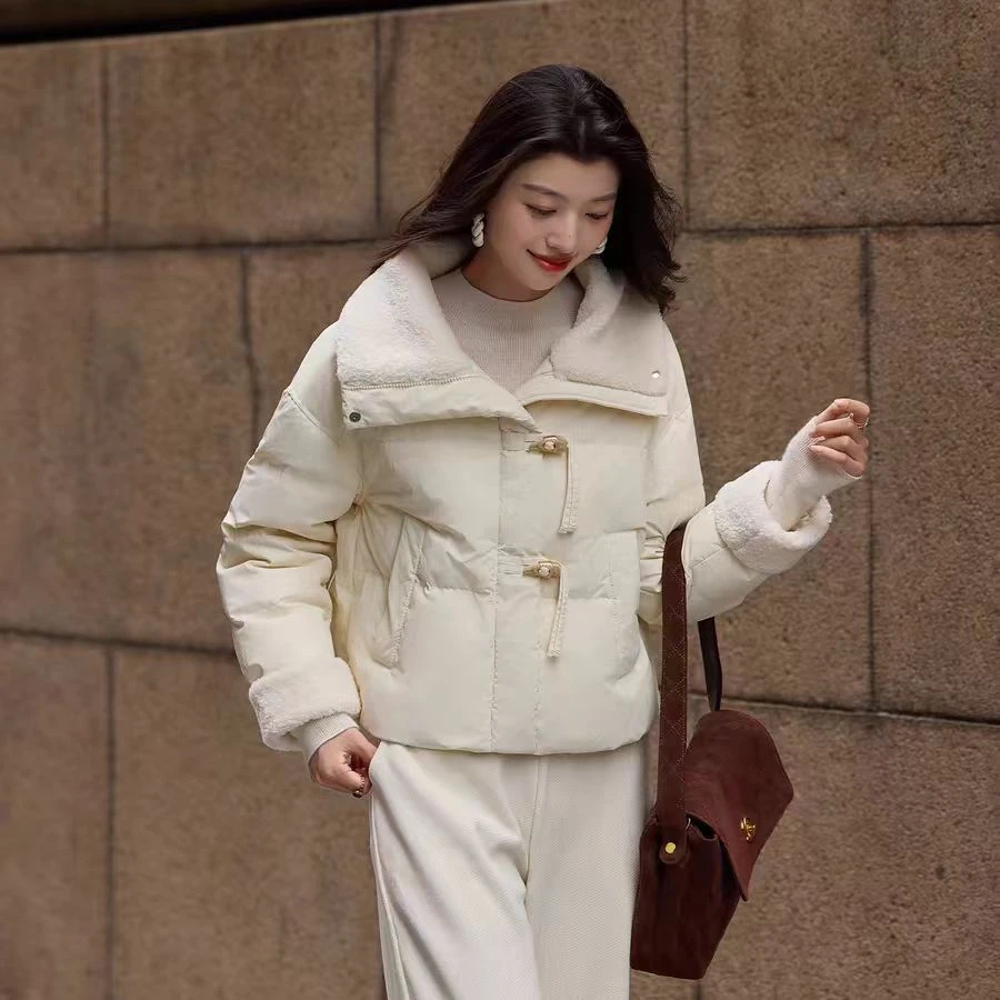 冬装新款豪华真毛领羊剪绒羽绒服厚绒外套绒衣中长9500款