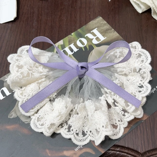 C113泡菜蕾丝紫色蝴蝶结弹簧夹